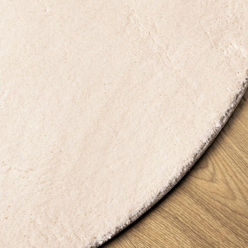 Rundt gulvtæppe Ø 200 cm - kort luv, vaskbart, beige (HUARTE)