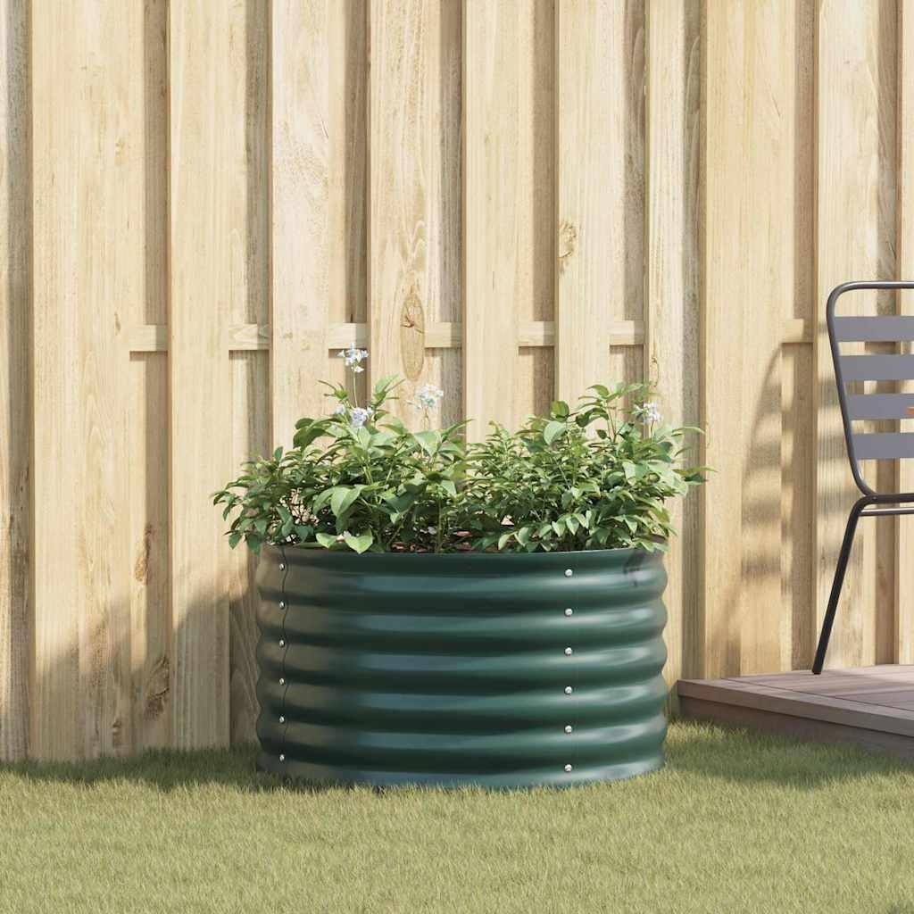 Forhøjet Plantekasse Galvaniseret Stål Farvet - Grøn / 80 x 80 x 44 cm