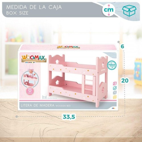 Woomax køjeseng til dukker - Pink, 4 enheder (31 × 26 × 16 cm)