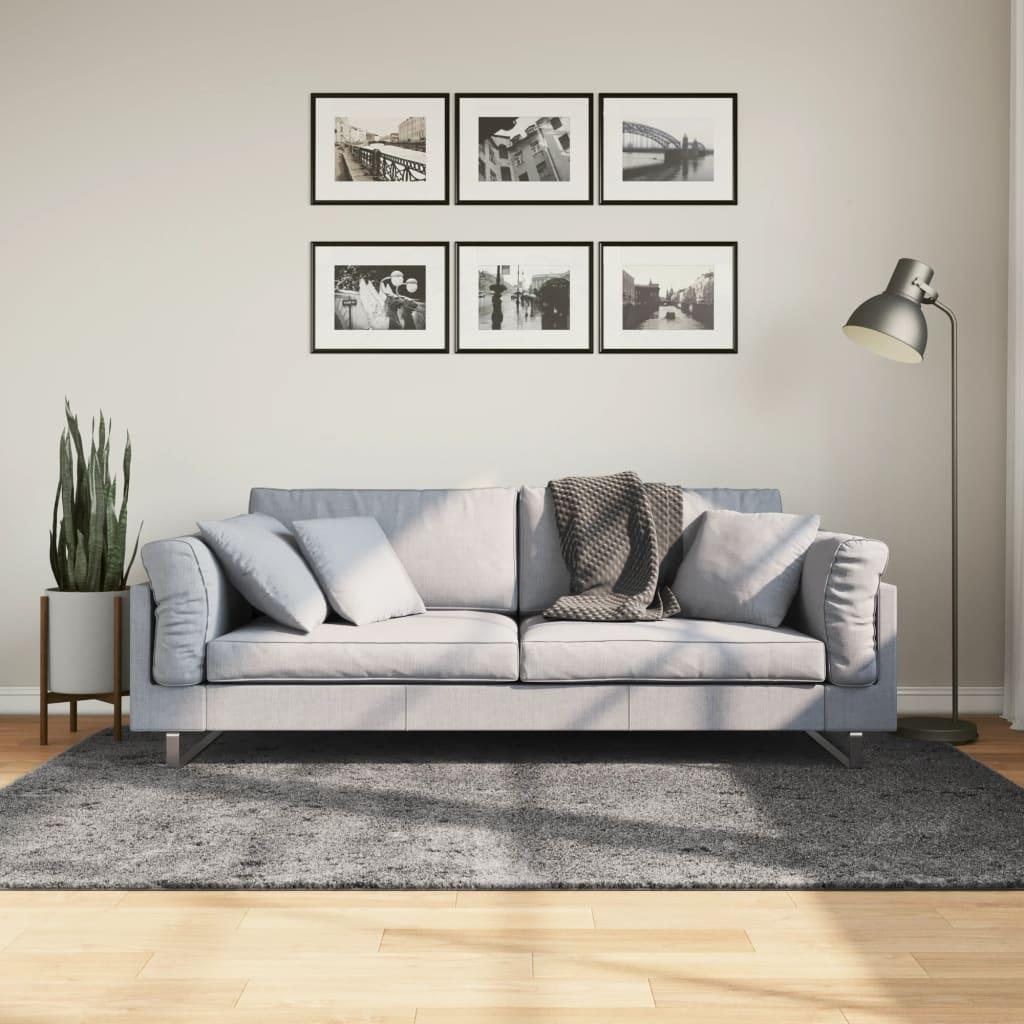 Gulvtæppe HUARTE 140x200 cm kort luv og vaskbart antracitgrå
