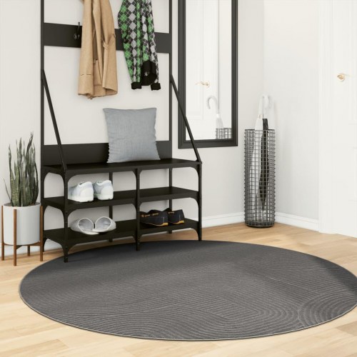 Gulvtæppe IZA Ø 160 cm cm kort luv skandinavisk look antracit