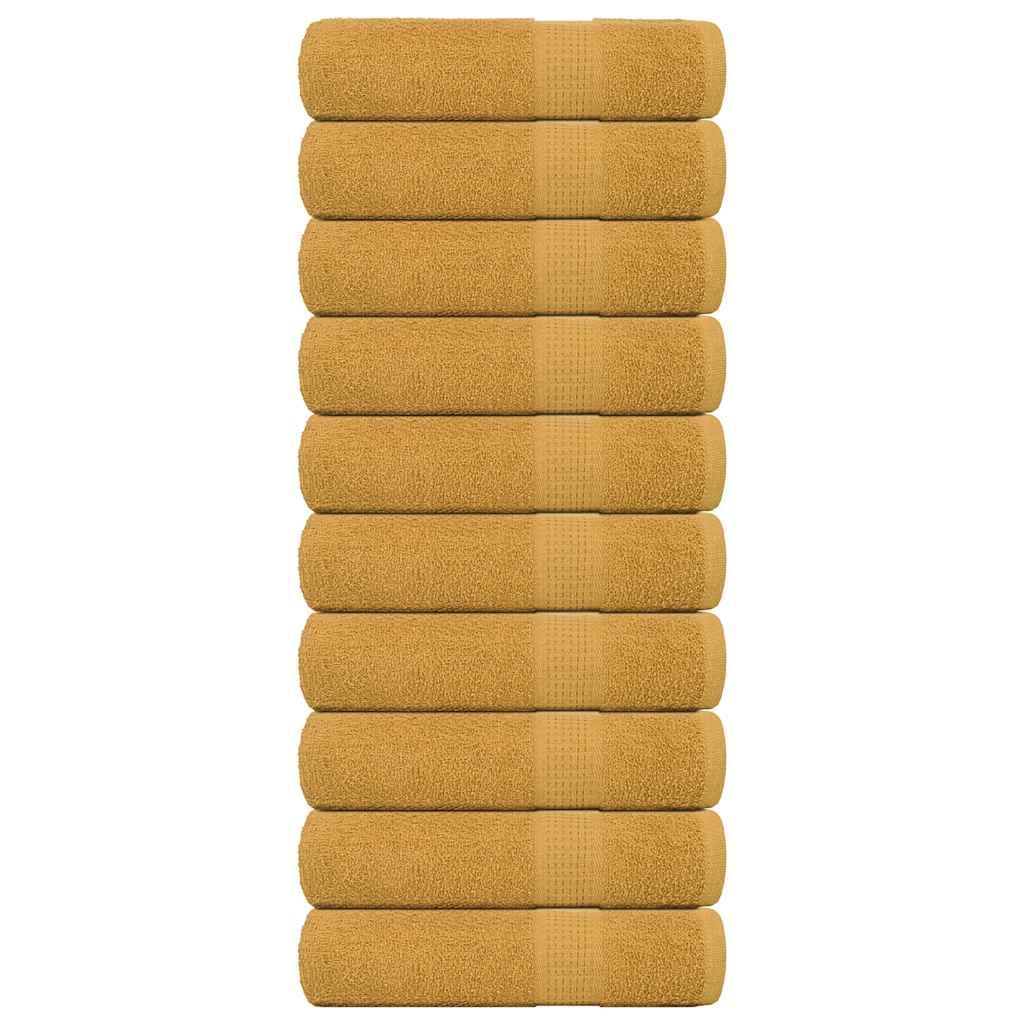 Håndklæder 10 stk. 70x140 cm 360 g/m2 100 % bomuld guldfarvet