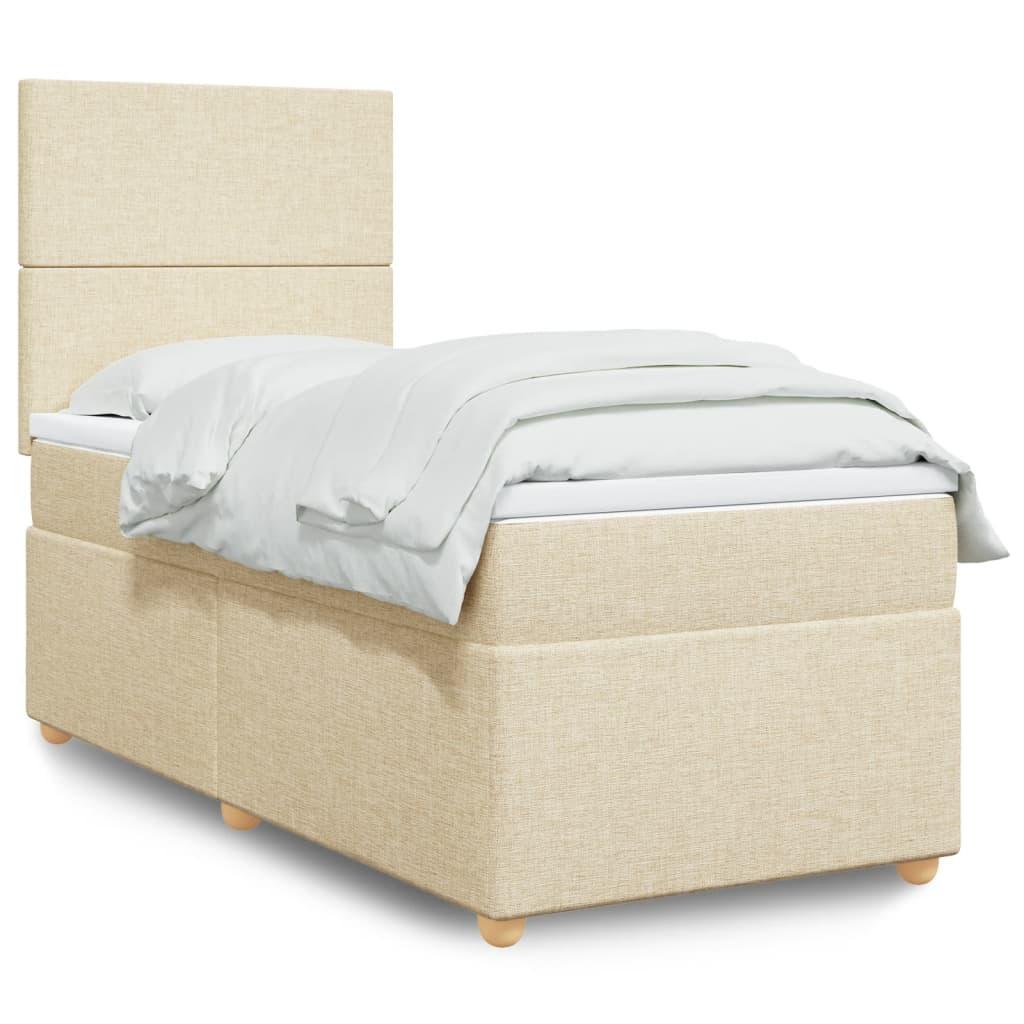 Kontinentalseng med madras 90×200 cm - stof, cremefarvet