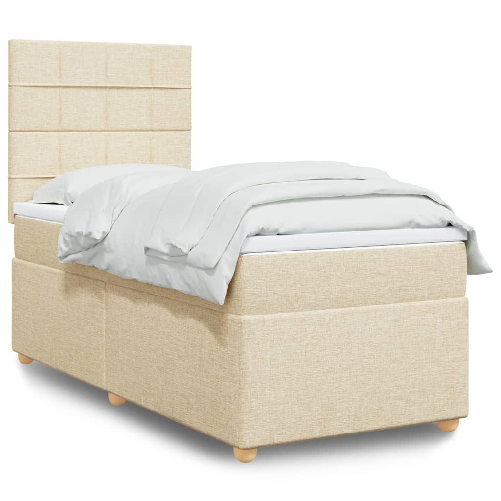 Kontinentalseng med madras 90×200 cm - stof, cremefarvet