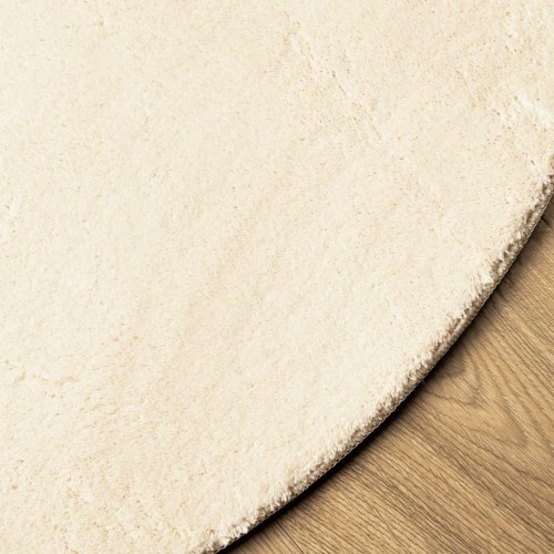 Rundt gulvtæppe HUARTE Ø 200 cm - kort luv, vaskbart, creme