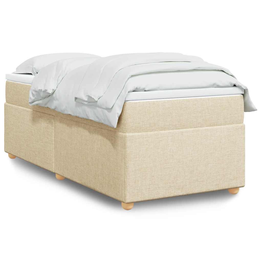 Kontinentalseng med madras og topmadras 100×200 cm - stof, cremefarvet