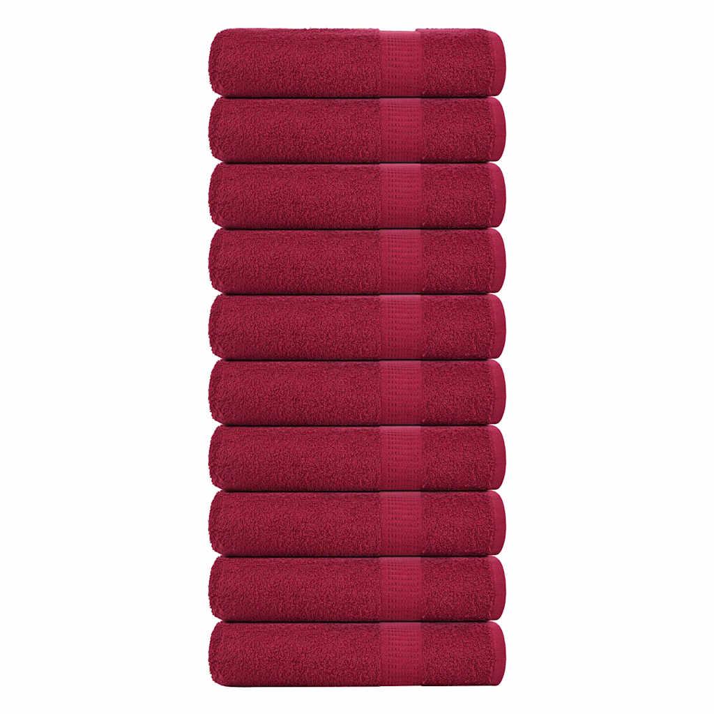 Håndklæder 10stk. 70x140cm 360 g/m2 100 % bomuld bordeauxfarvet