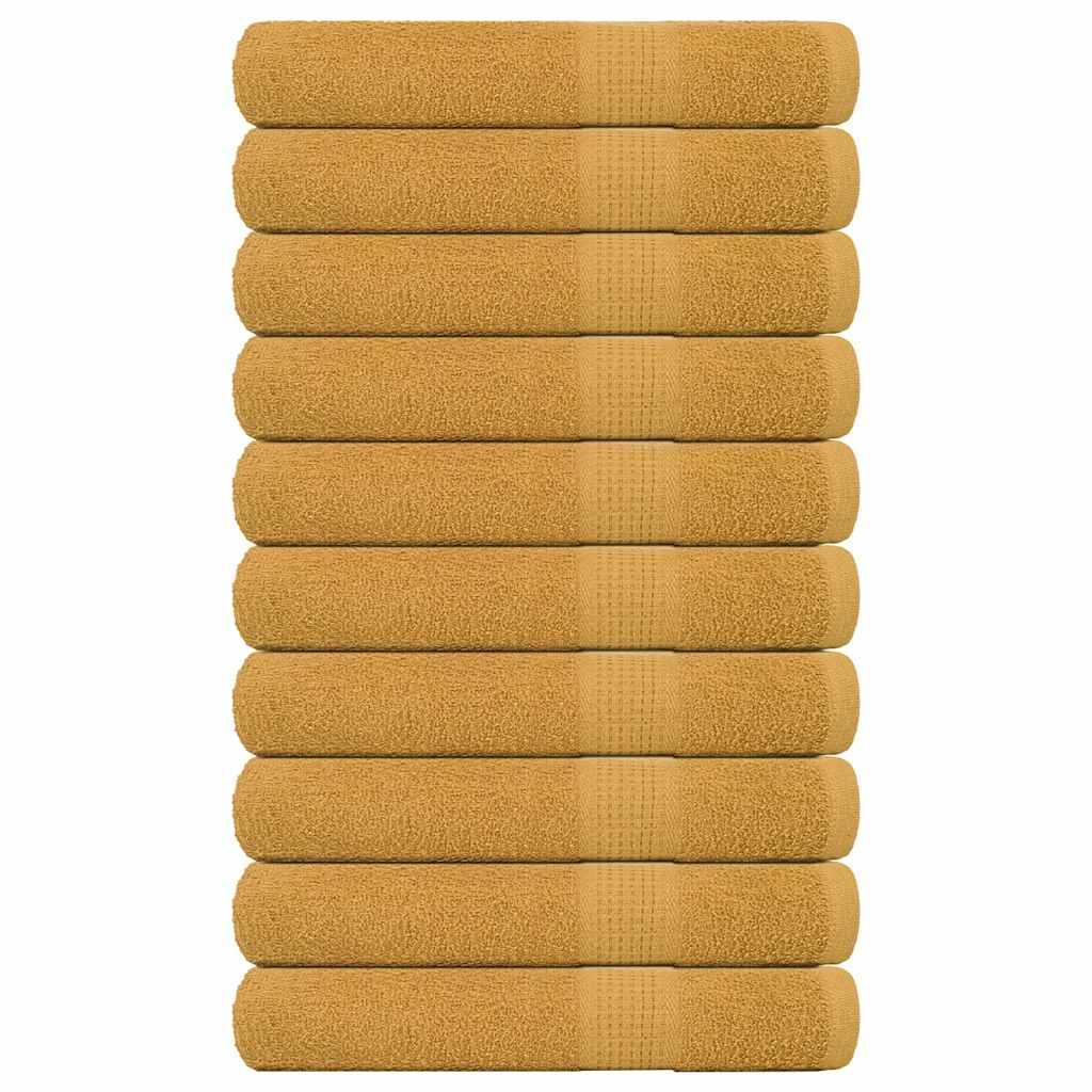 Håndklæder 10 stk. 100x200 cm 360 g/m2 100 % bomuld guldfarvet