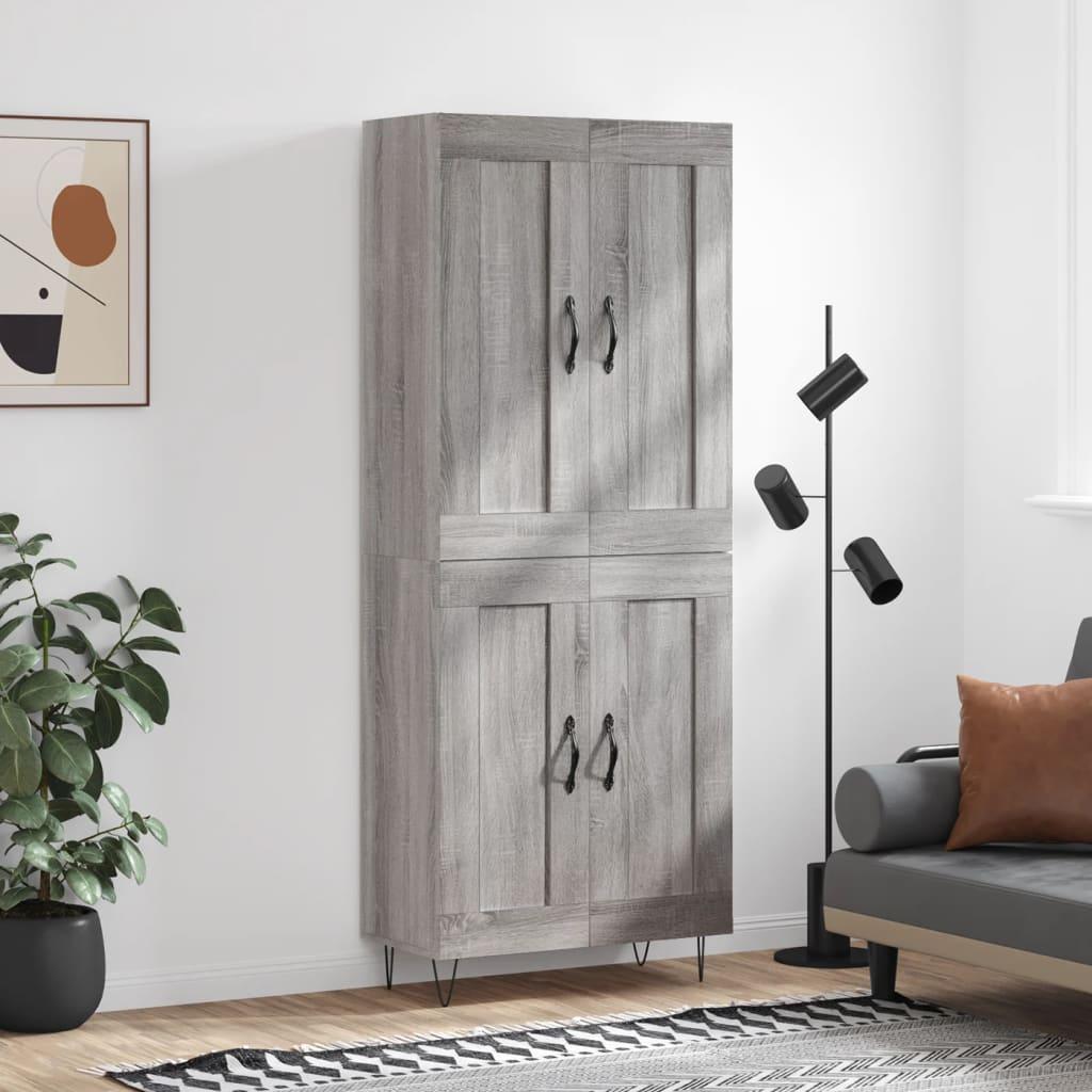 Højskab 69,5x34x180 Cm Konstrueret Træ - Grå sonoma-eg / 2 trælåger