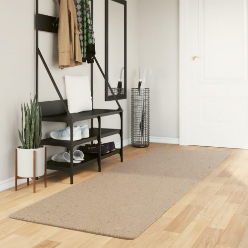 Gulvtæppe HUARTE 80 × 250 cm - kort luv, vaskbart, sandfarvet