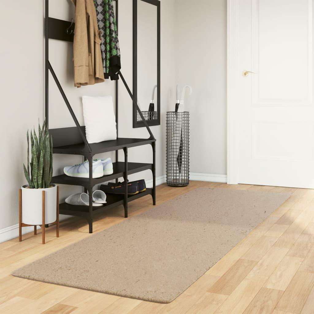 Gulvtæppe HUARTE 80x250 cm kort luv og vaskbart sandfarvet