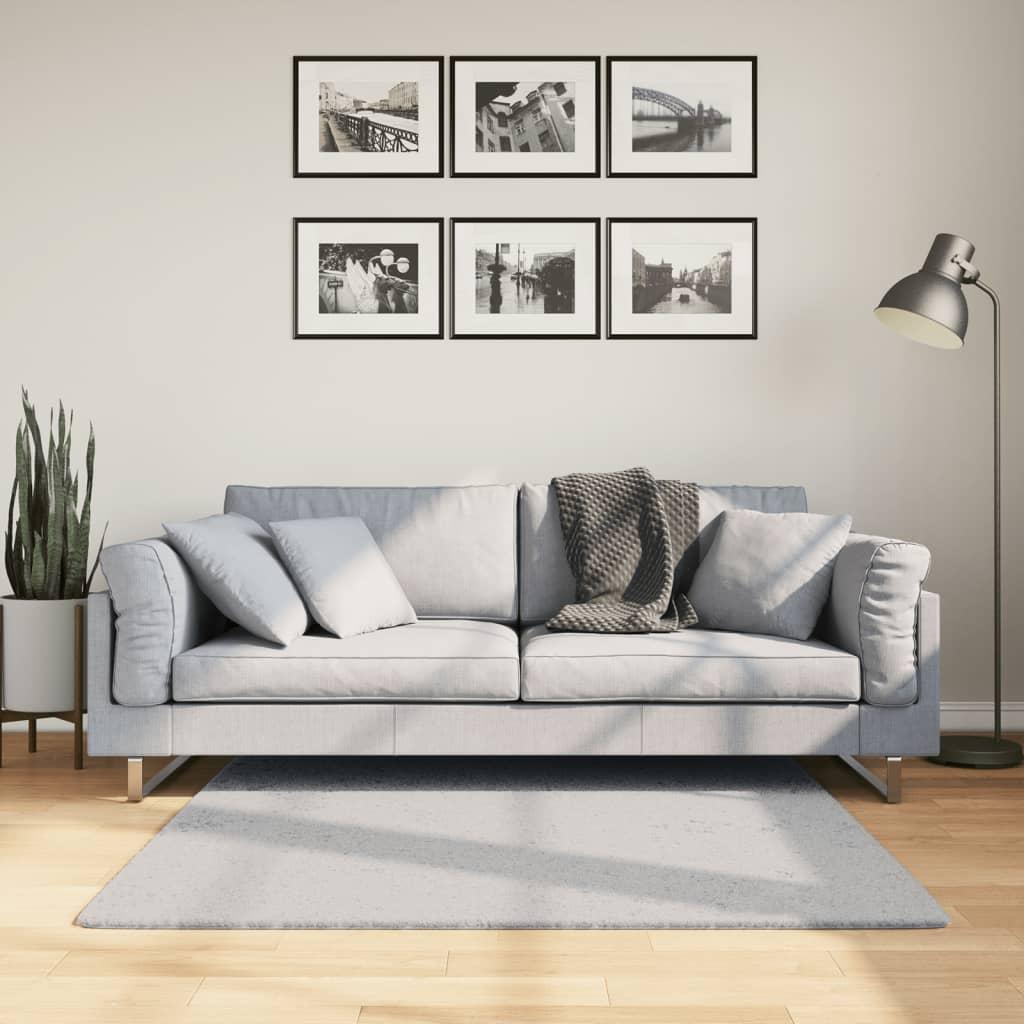 Gulvtæppe HUARTE 120x120 cm kort luv og vaskbart grå