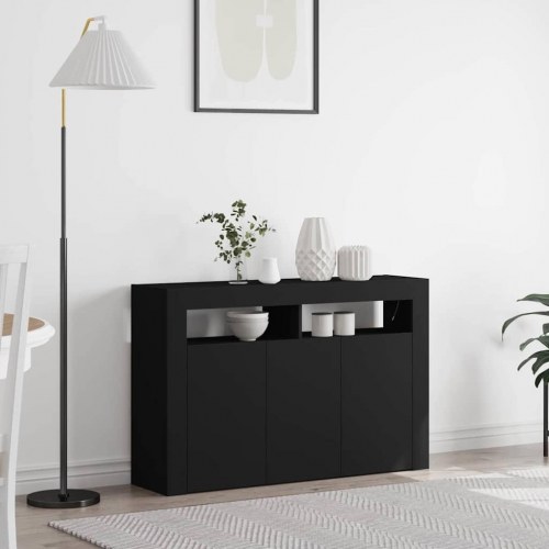 Skænk med RGB LED-lys - sort, 116 x 30 x 75 cm