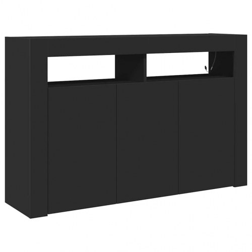 Skænk med RGB LED-lys - sort, 116 x 30 x 75 cm