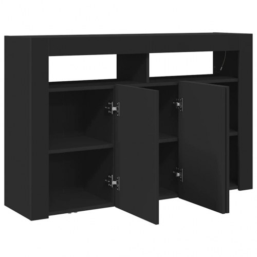 Skænk med RGB LED-lys - sort, 116 x 30 x 75 cm