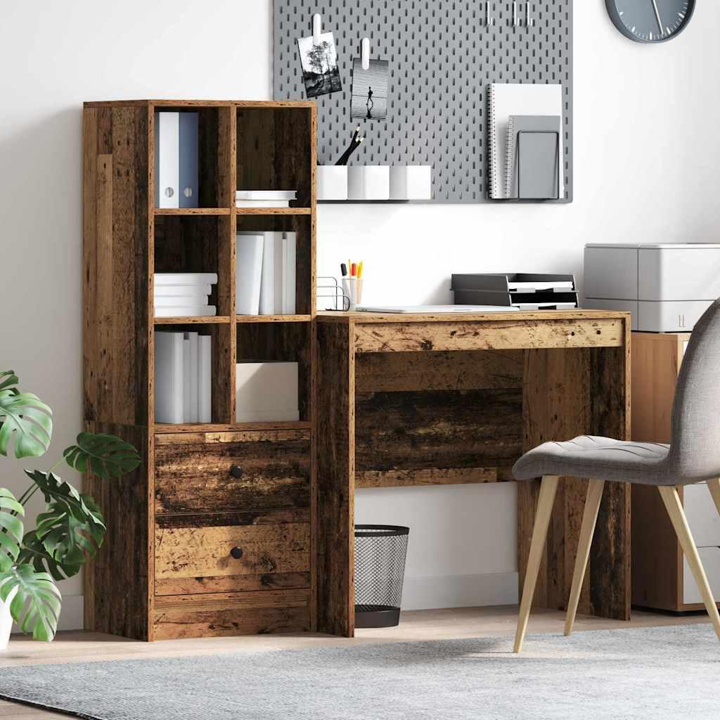Skrivebord med opbevaring 2 stk Gammelt træ 80 x 50 x 76 cm