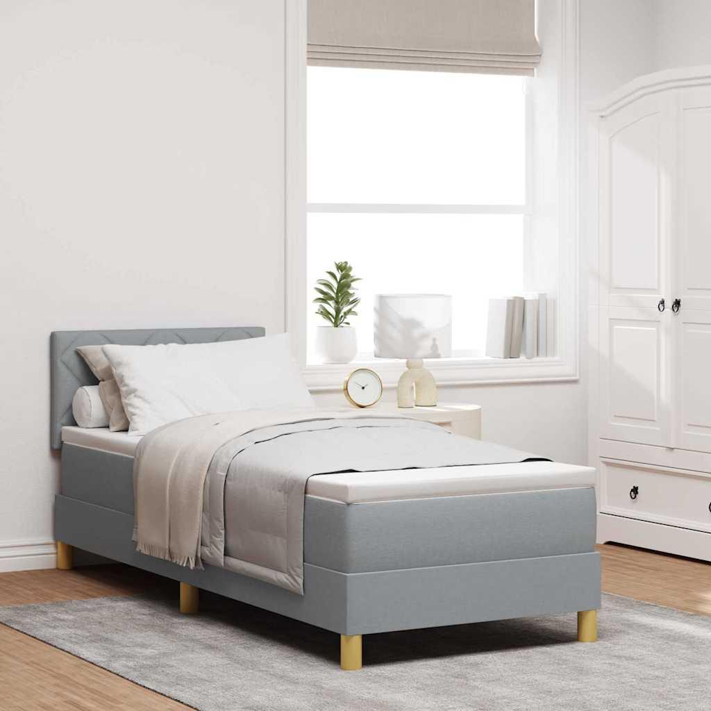 LED Box Spring Bed med madras med LED Lysegrå 80 x 200 cm Stof