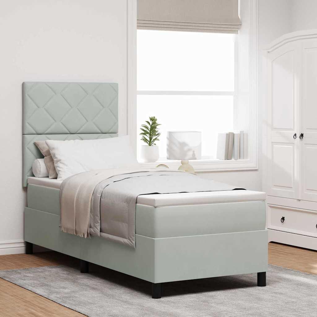 vidaXL LED Box Spring Bed med hovedgærde Lysegrå 80 x 200 cm Fløjl