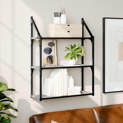 Vægreol med 3 hylder 60×21×78,5 cm - konstrueret træ, grå sonoma-eg
