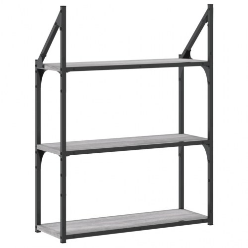 Vægreol med 3 hylder 60×21×78,5 cm - konstrueret træ, grå sonoma-eg