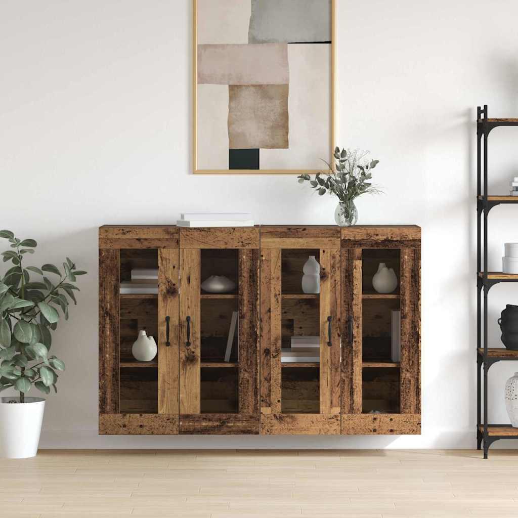 Væghængte skabe 2 stk Gammelt træ 69.5 x 34 x 90 cm