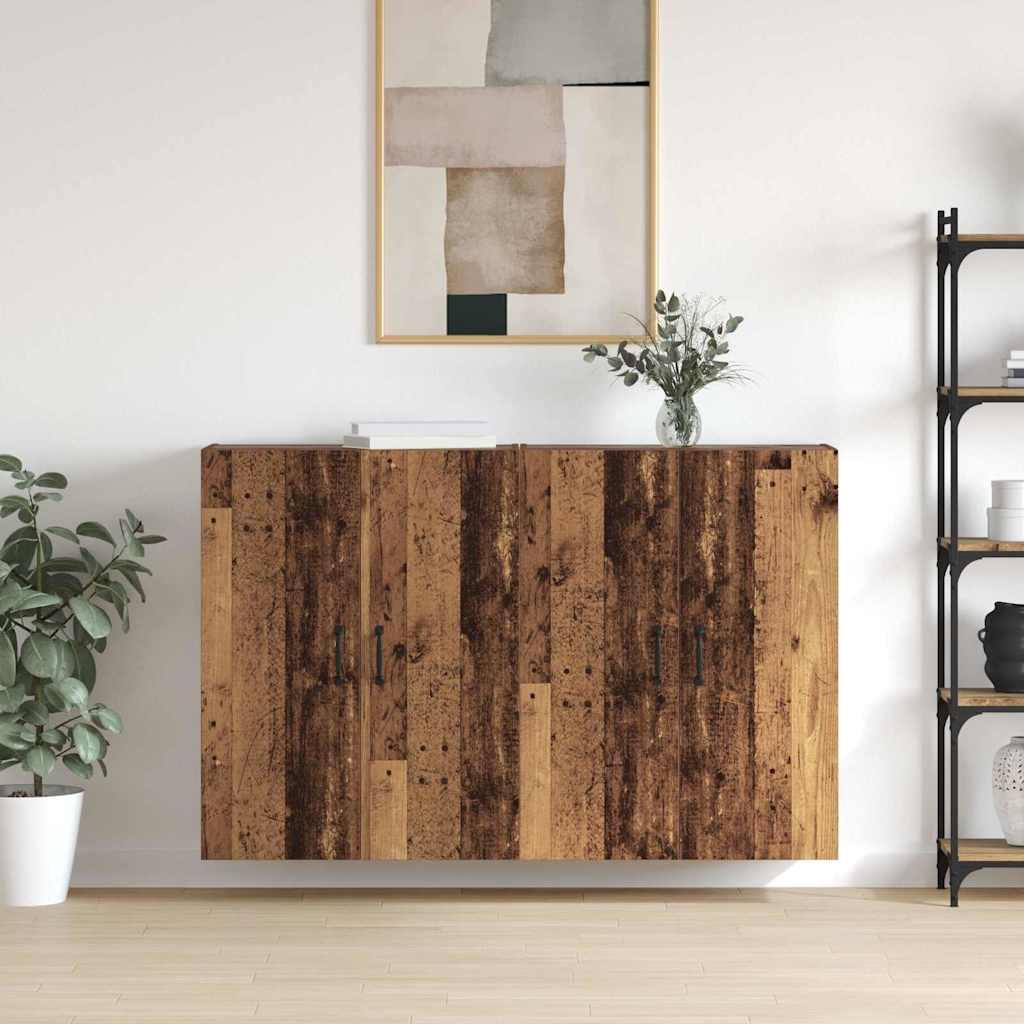 Væghængte skabe 2 stk Gammelt træ 69.5 x 34 x 90 cm