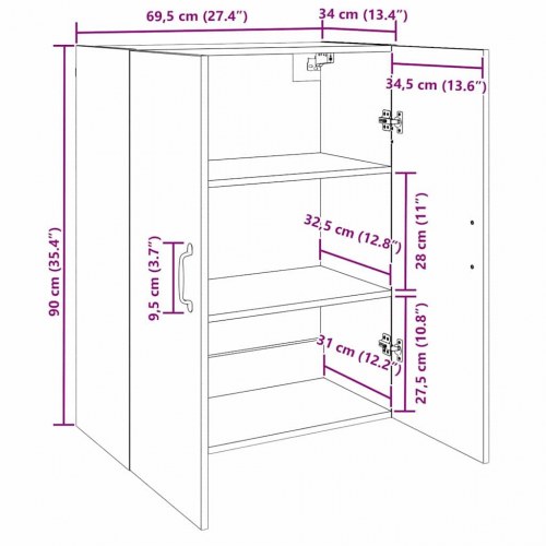 Væghængte skabe 2 stk artisan eg 69.5 x 34 x 90 cm