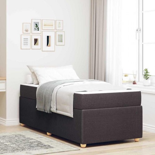Seng med madras mørk brun 90 x 190 cm - stof