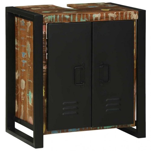 Vaskeskab med dør Brun 55 x 35 x 60 cm Massivt genbrugstræ