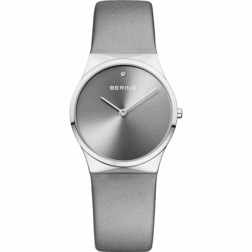 Bering dameur 12130-609 - grå, Ø 34 mm, læderrem