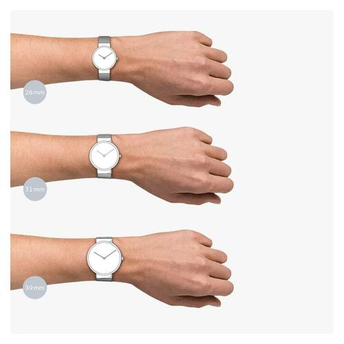 Bering dameur 12130-609 - grå, Ø 34 mm, læderrem