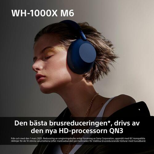 Sony WH-1000XM6 trådløse høretelefoner - Midnight Blue