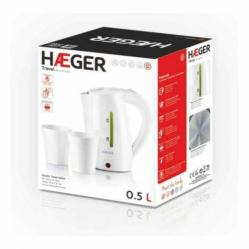 Elkedel Haeger - hvid 0,5 l, 1.100 W, plastik