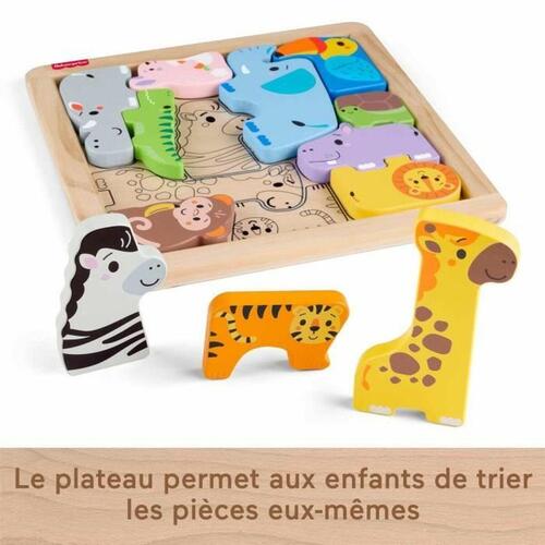 Fisher-Price puslespil i træ - dyr, multifarvet