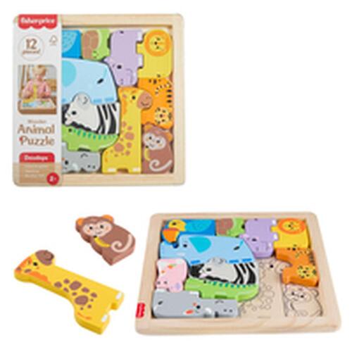 Fisher-Price puslespil i træ - dyr, multifarvet
