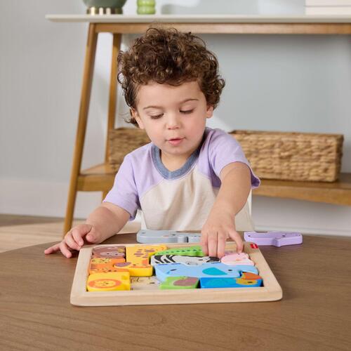 Fisher-Price puslespil i træ - dyr, multifarvet
