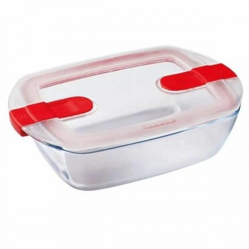 Madopbevaringsboks Pyrex glas med låg 1,1 l - hvid/gennemsigtig