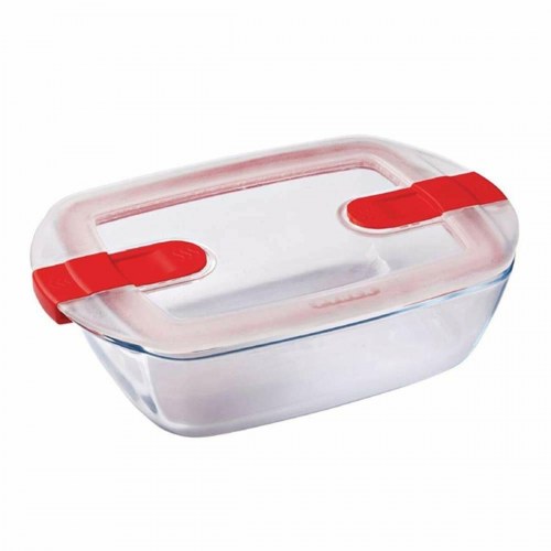 Madopbevaringsboks Pyrex glas med låg 1,1 l - hvid/gennemsigtig