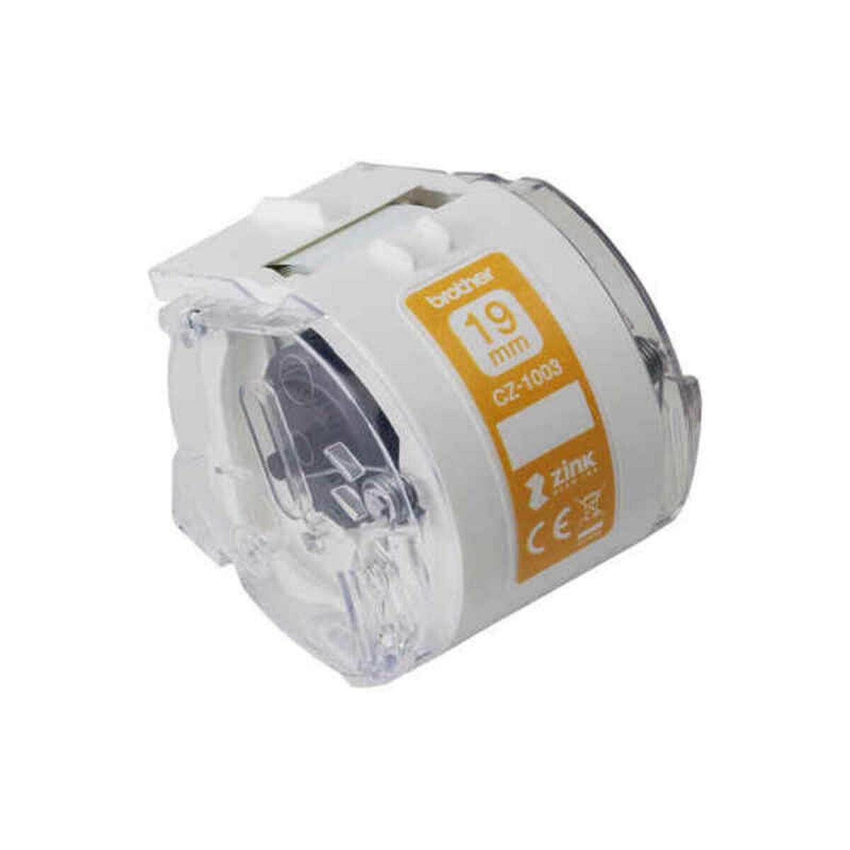 Brother CZ-1003 etiketrulle 19 mm - hvid/gul