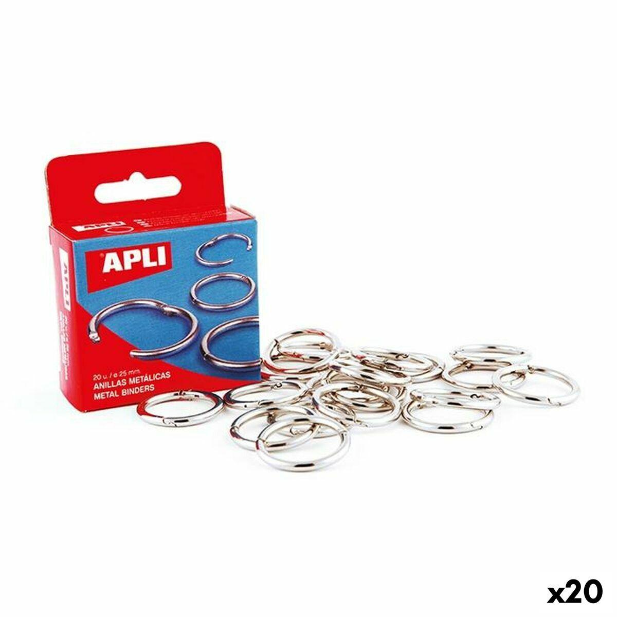 Apli metalringe, nikkelbelagt, sølvfarvet Ø 20 mm - 20 stk.