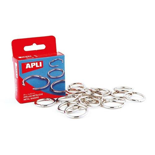 Apli metalringe, nikkelbelagt, sølvfarvet Ø 20 mm - 20 stk.