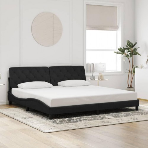Sengeramme uden madras med hovedgærde 200 x 200 cm - sort fløjl