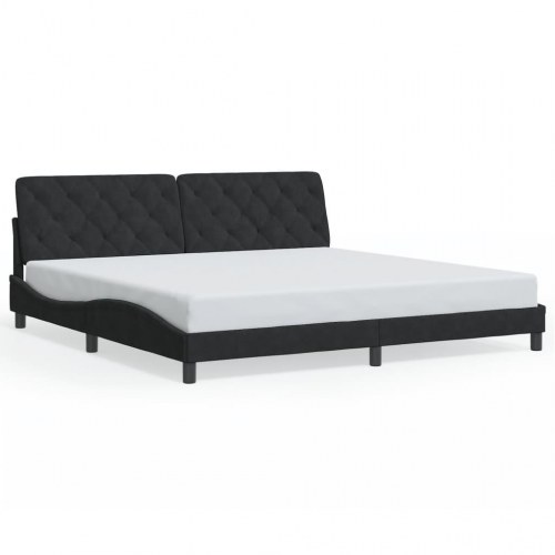 Sengeramme uden madras med hovedgærde 200 x 200 cm - sort fløjl