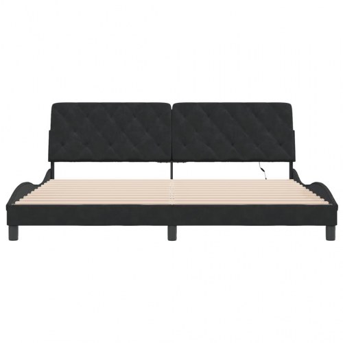 Sengeramme med LED uden madras 200 x 200 cm - sort velour