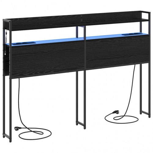 Opbevaringshovedgavl med LED og opladningsstation - sort eg