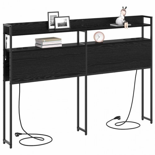 Opbevaringshovedgavl med LED og opladningsstation - sort eg