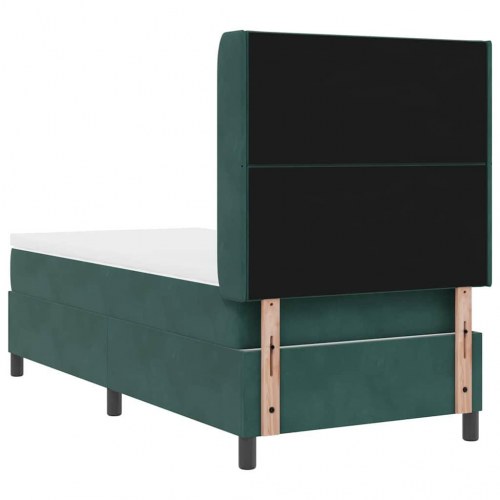 Kontinentalseng med hovedgærde 90 x 190 cm mørkegrøn fløjl