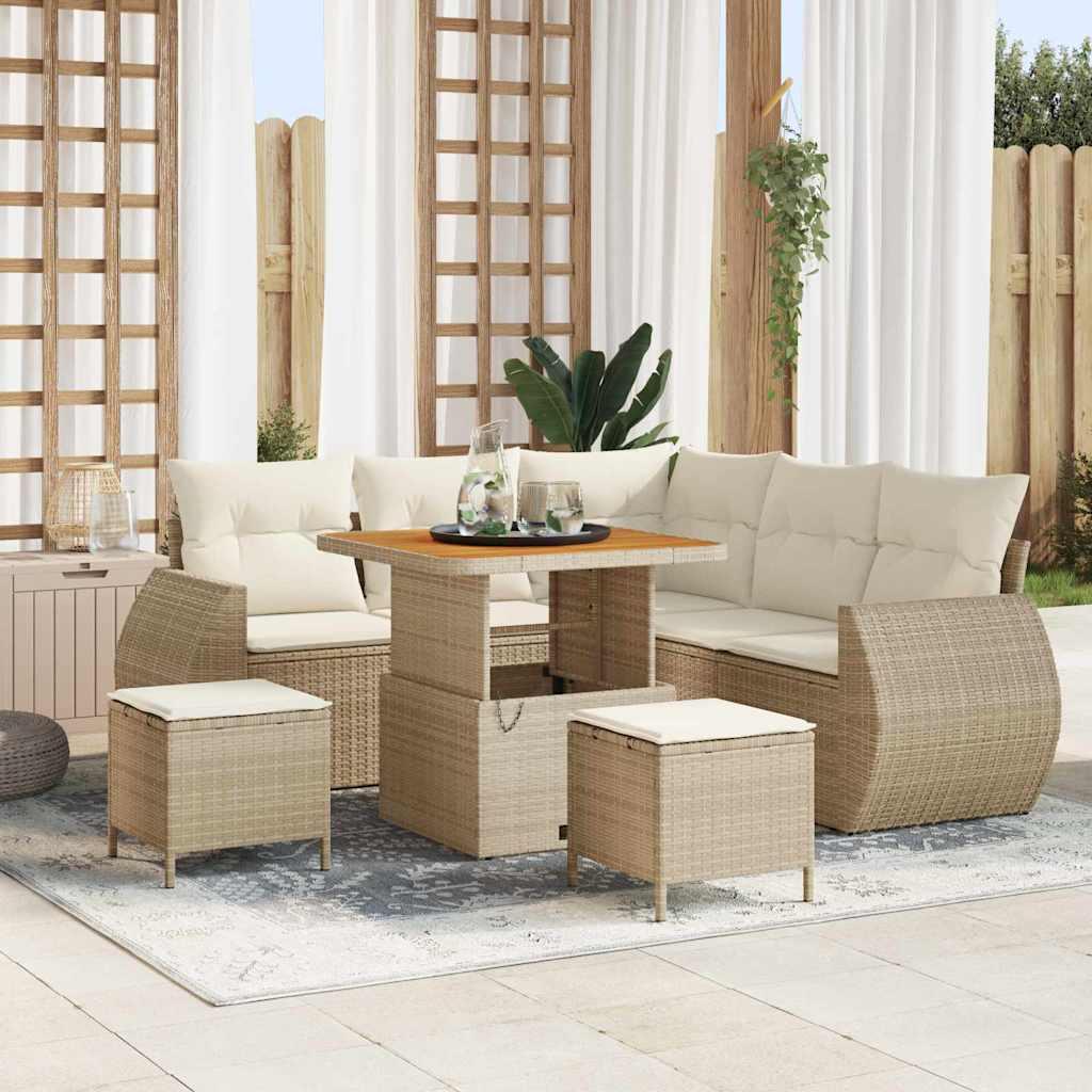 Havesofa Sæt 8 stk beige og cremefarvet 80 x 80 x 71 cm