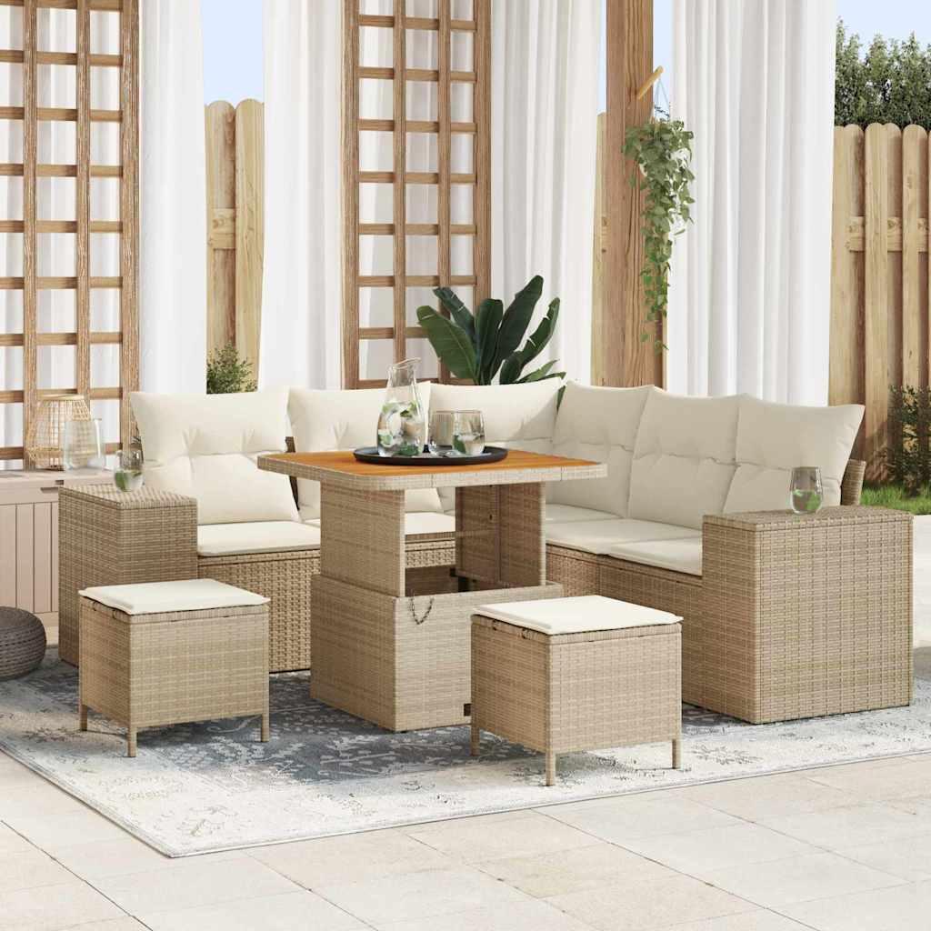 Havesofa Sæt med pude 8 stk Beige og creme 80 x 80 x 71 cm