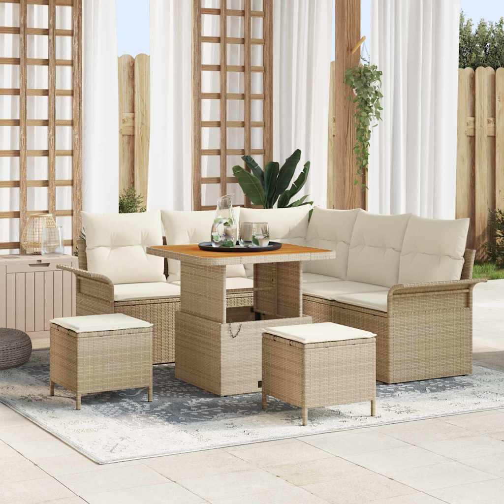 Havesofa Sæt med pude 8 stk Beige og creme 80 x 80 x 71 cm